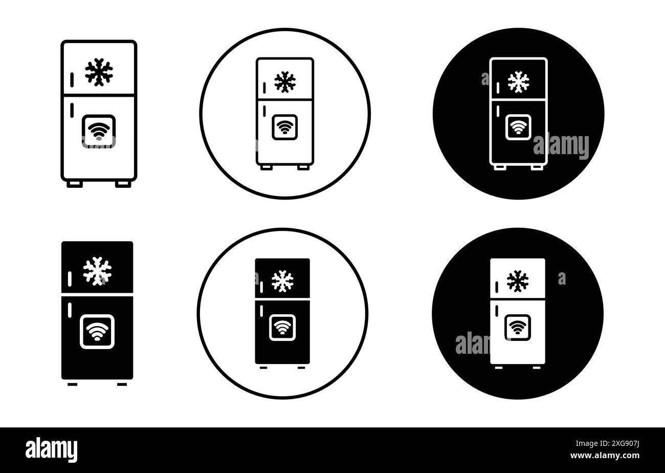 collezione di logo vettoriale icona smart fridge per l'interfaccia utente dell'app web Illustrazione Vettoriale
