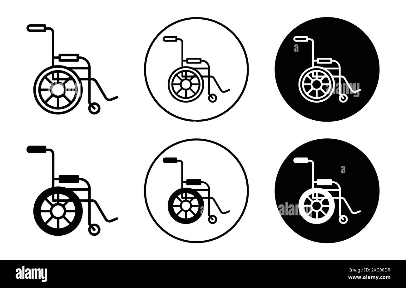 Collezione di logo vettoriale icona sedia a rotelle per l'interfaccia utente dell'app Web Illustrazione Vettoriale