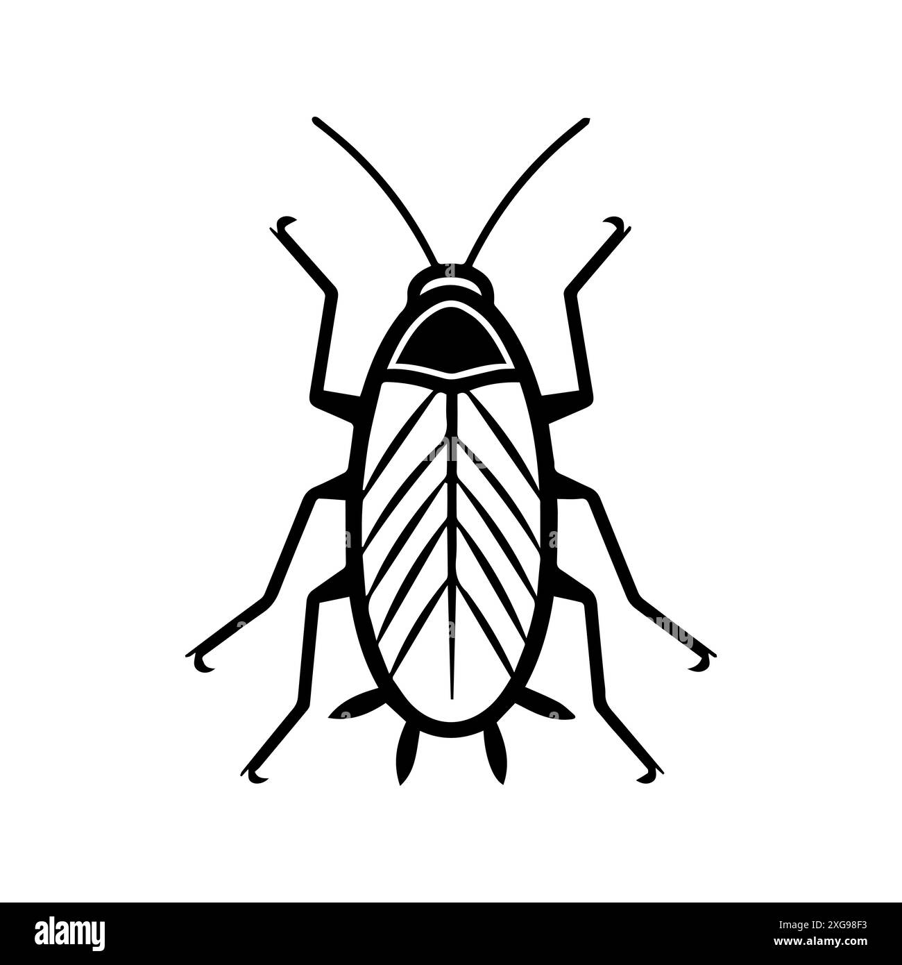 icona scarafaggio o simbolo di linea moderna. Grafica a linee vettoriali e design a icone con un contorno audace. Bianco e nero simbolo minimalista Pixel Perfect isolato wh Illustrazione Vettoriale