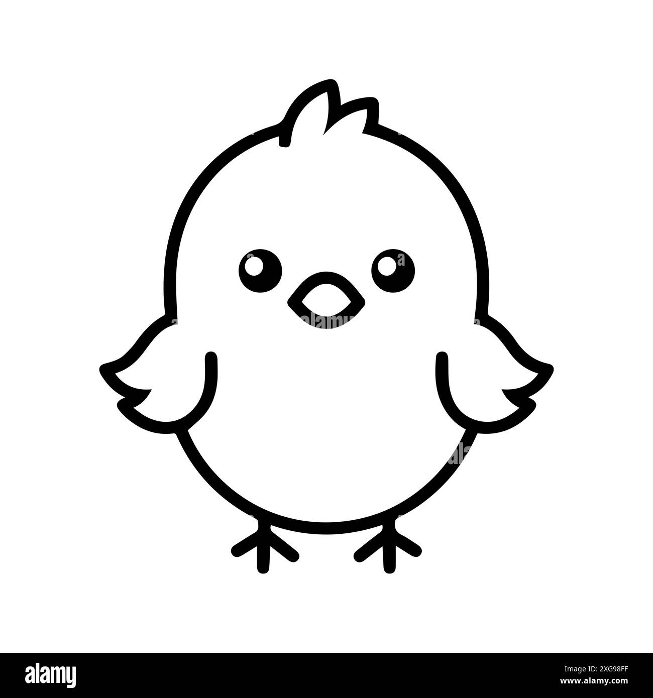 Icona del pulcino o simbolo della linea moderna. Grafica a linee vettoriali e design a icone con un contorno audace. Bianco e nero simbolo minimalista Pixel Perfect bianco isolato Illustrazione Vettoriale