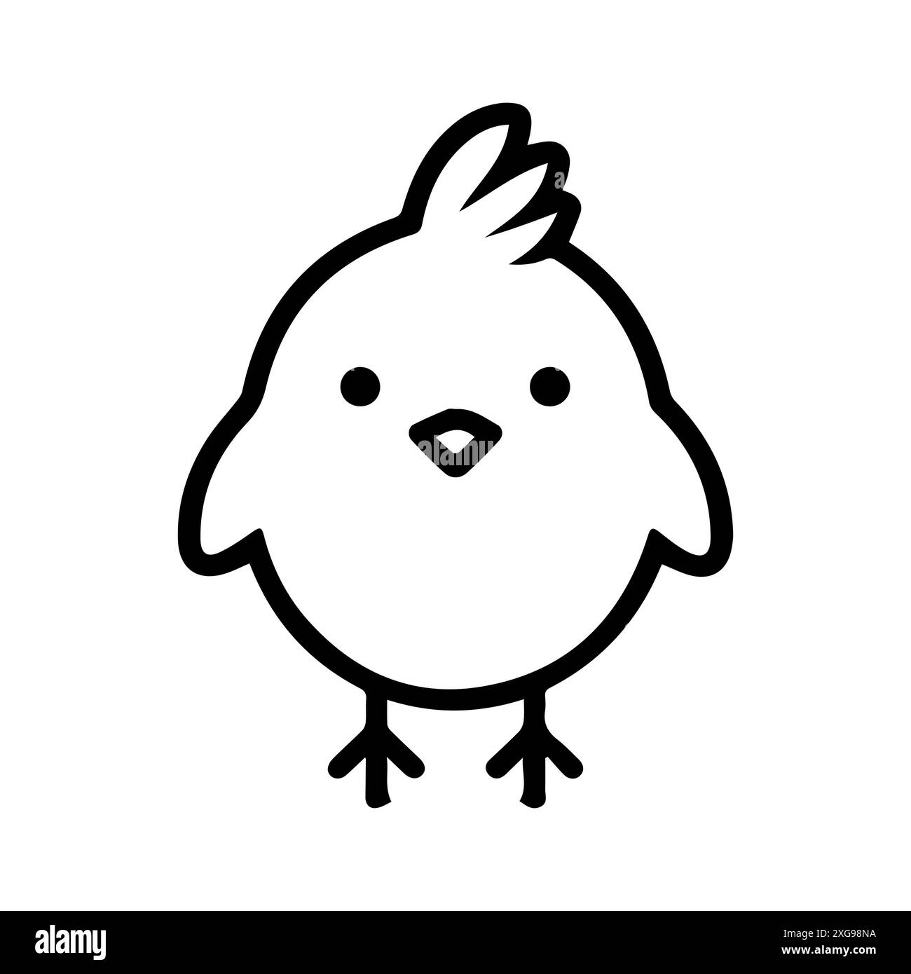 Icona del pulcino o simbolo della linea moderna. Grafica a linee vettoriali e design a icone con un contorno audace. Bianco e nero simbolo minimalista Pixel Perfect bianco isolato Illustrazione Vettoriale