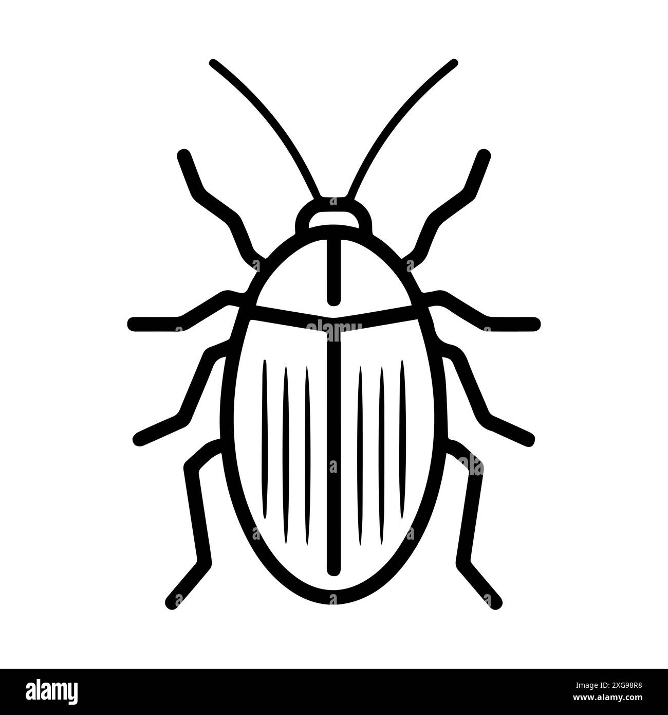 icona scarafaggio o simbolo di linea moderna. Grafica a linee vettoriali e design a icone con un contorno audace. Bianco e nero simbolo minimalista Pixel Perfect isolato wh Illustrazione Vettoriale