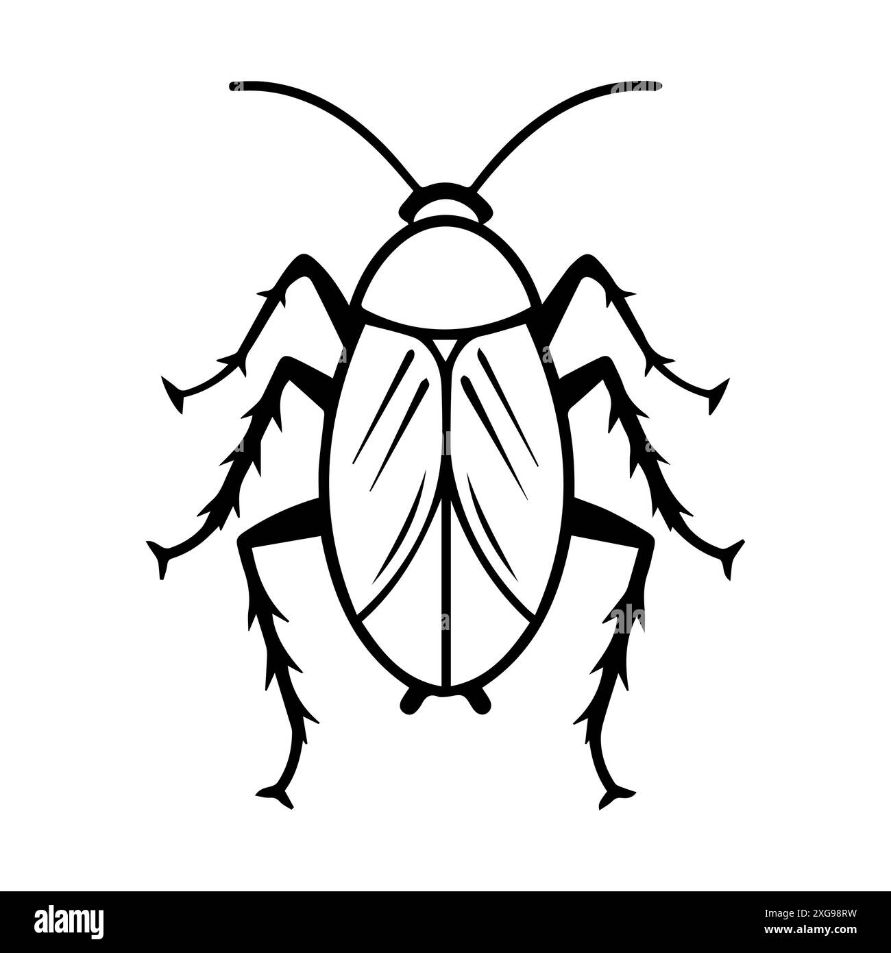 icona scarafaggio o simbolo di linea moderna. Grafica a linee vettoriali e design a icone con un contorno audace. Bianco e nero simbolo minimalista Pixel Perfect isolato wh Illustrazione Vettoriale