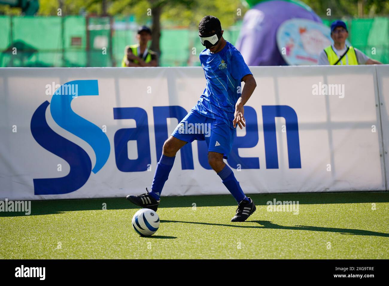 Oussama Shaim (Mar), 6 LUGLIO 2024-Soccer 5-a-Side/Blind Soccer: Partita preliminare tra Marocco 2-0 Malesia al Grand Front Osaka Umekita Square durante DAICEL Blind Football Japan Cup 2024 a Osaka, Giappone. Crediti: SportsPressJP/AFLO/Alamy Live News Foto Stock