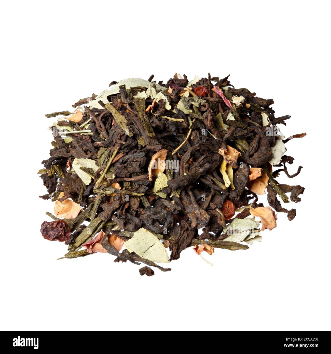 Shu puer di tè cinese, Sencha giapponese e senna lwaves. Foto Stock
