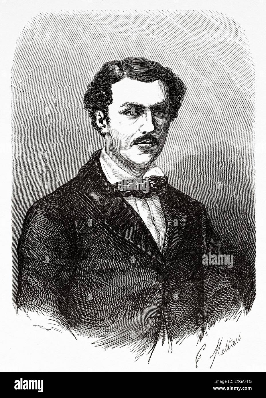 Portrait of John King (1838-1872) è stato un soldato britannico di origine irlandese che ha raggiunto la fama di esploratore australiano. Fu l'unico sopravvissuto dei quattro uomini della sfortunata spedizione di Burke e Wills che raggiunsero il Golfo di Carpentaria. La spedizione fu la prima ad attraversare l'Australia da sud a nord, trovando una rotta attraverso il continente da Melbourne nel Victoria al Golfo di Carpentaria nel Queensland. Le Tour du Monde 1862 Foto Stock