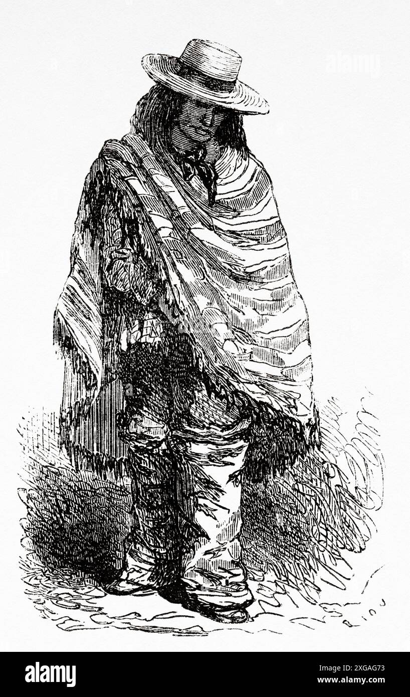 Chacarero. Agricoltore della Valle di Arequipa, Perù, Sud America. Viaggia attraverso il Sud America dall'Oceano Pacifico all'Oceano Atlantico, 1848-1960 di Paul Marcoy (1815 - 1887) prima tappa, da Islay ad Arequipa, Perù. Le Tour du Monde 1862 Foto Stock