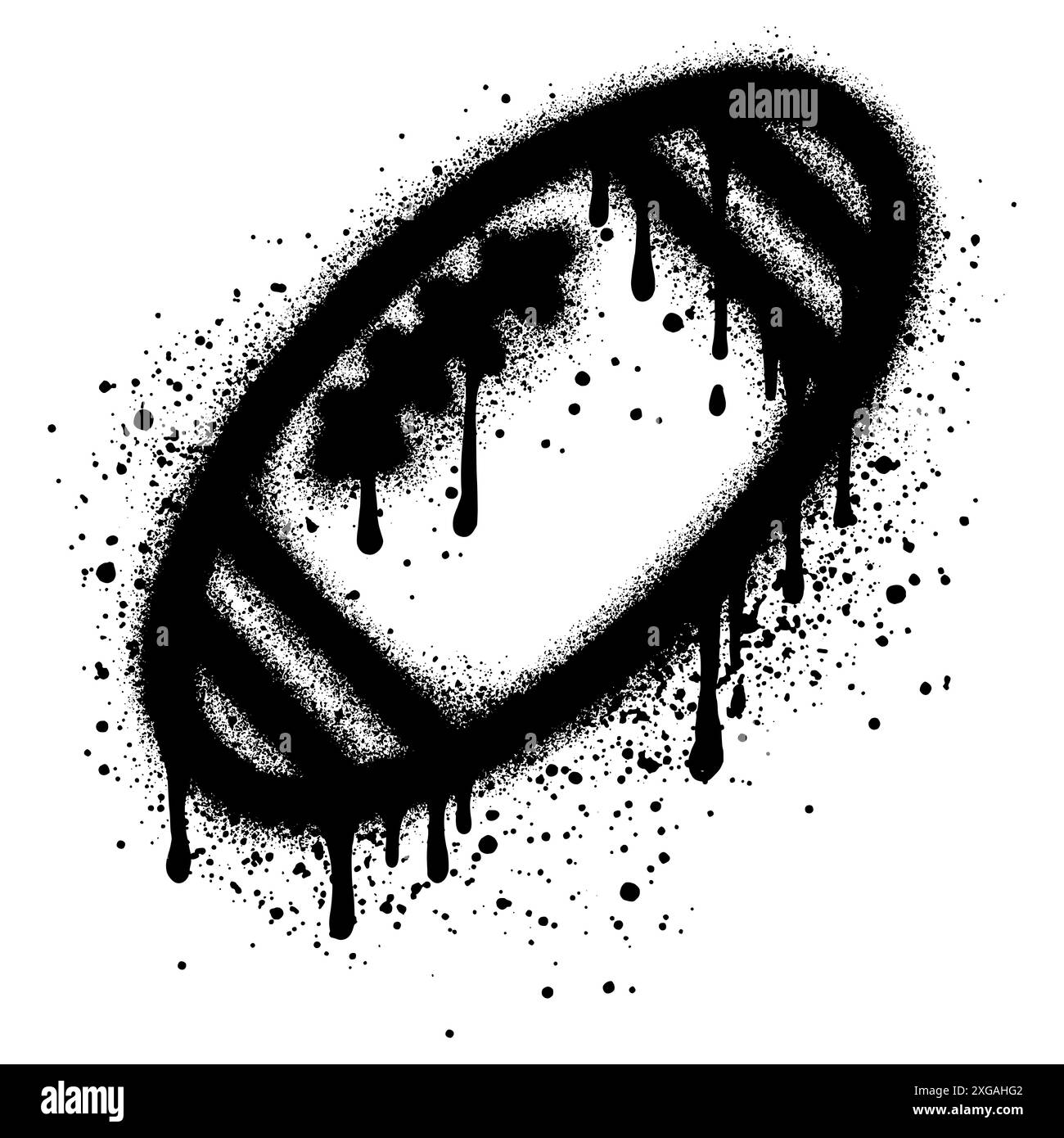 Graffiti Rugby verniciato a spruzzo o football americano spruzzato isolato con sfondo bianco. Illustrazione Vettoriale