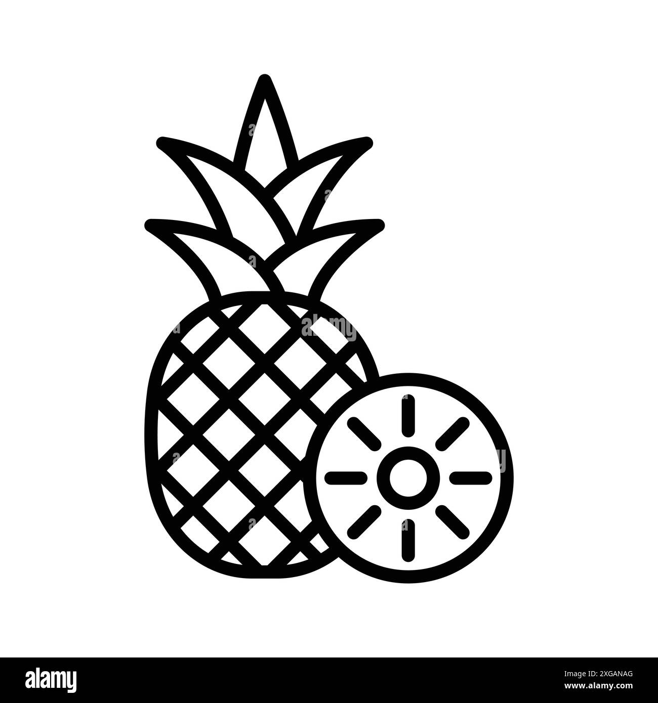 modello di disegno vettoriale icona ananas su sfondo bianco Illustrazione Vettoriale