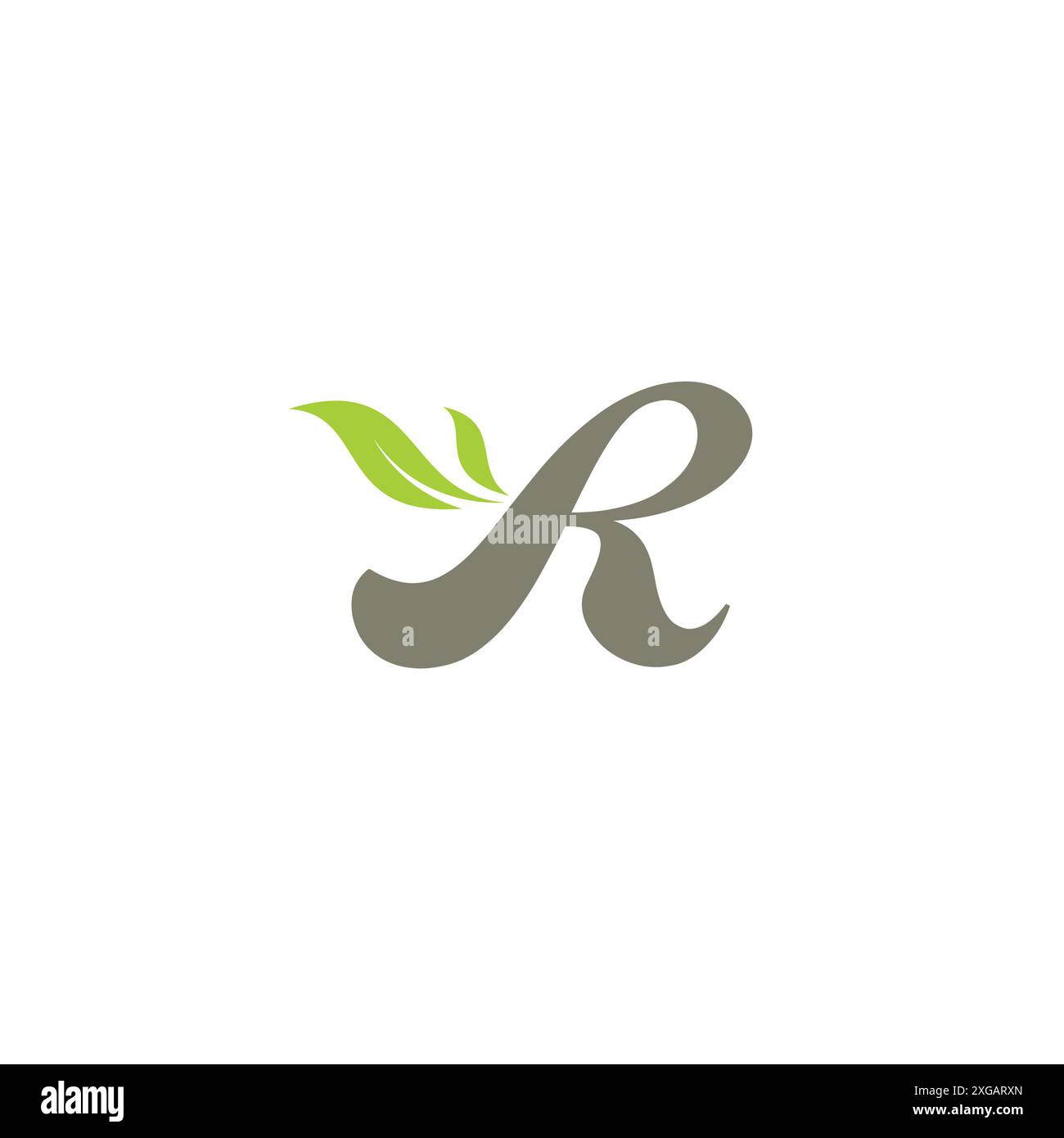 Design del logo R Leaf. Logo iniziale lettera R. Illustrazione Vettoriale