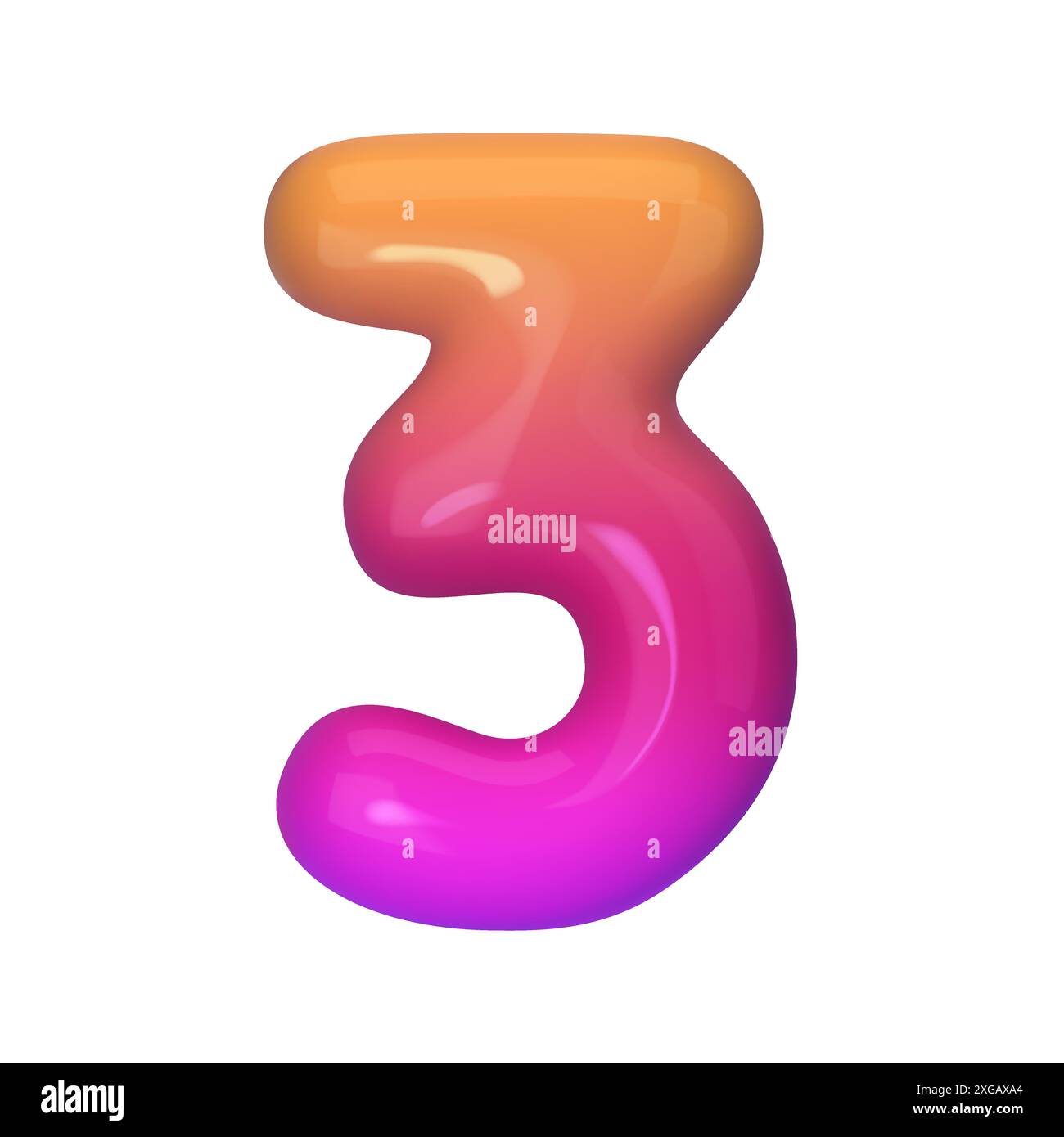 Elegante 3D numero 3 con sfumatura rossa e viola. Moderno, vivace e astratto. Perfetto per l'arte digitale, la grafica e i progetti creativi Illustrazione Vettoriale