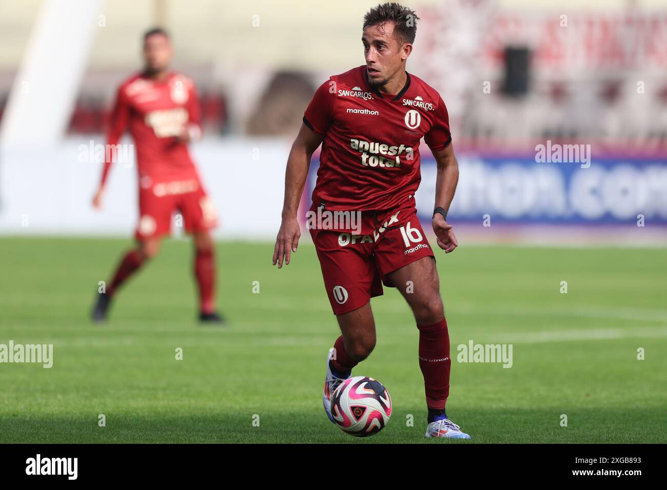 Lima, Perù. 7 luglio 2024. Martin Perez Guedes dell'Universitario de Deportes durante l'amichevole tra l'Universitario de Deportes e Cesar Vallejo giocata al Monumental Stadium il 7 luglio 2024 a Lima, Perù. (Foto di Miguel Marrufo/Sipa USA) credito: SIPA USA/Alamy Live News Foto Stock