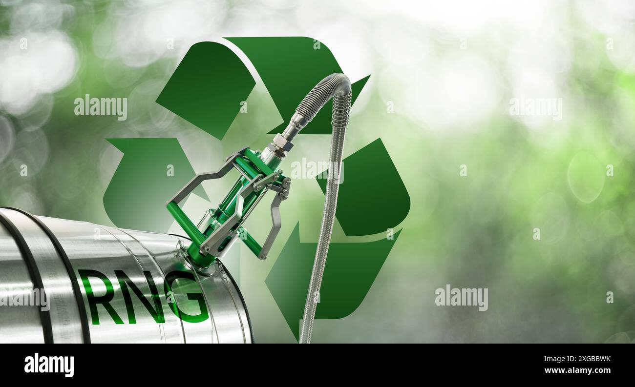 Concetto di RNG - gas naturale rinnovabile. Foto Stock