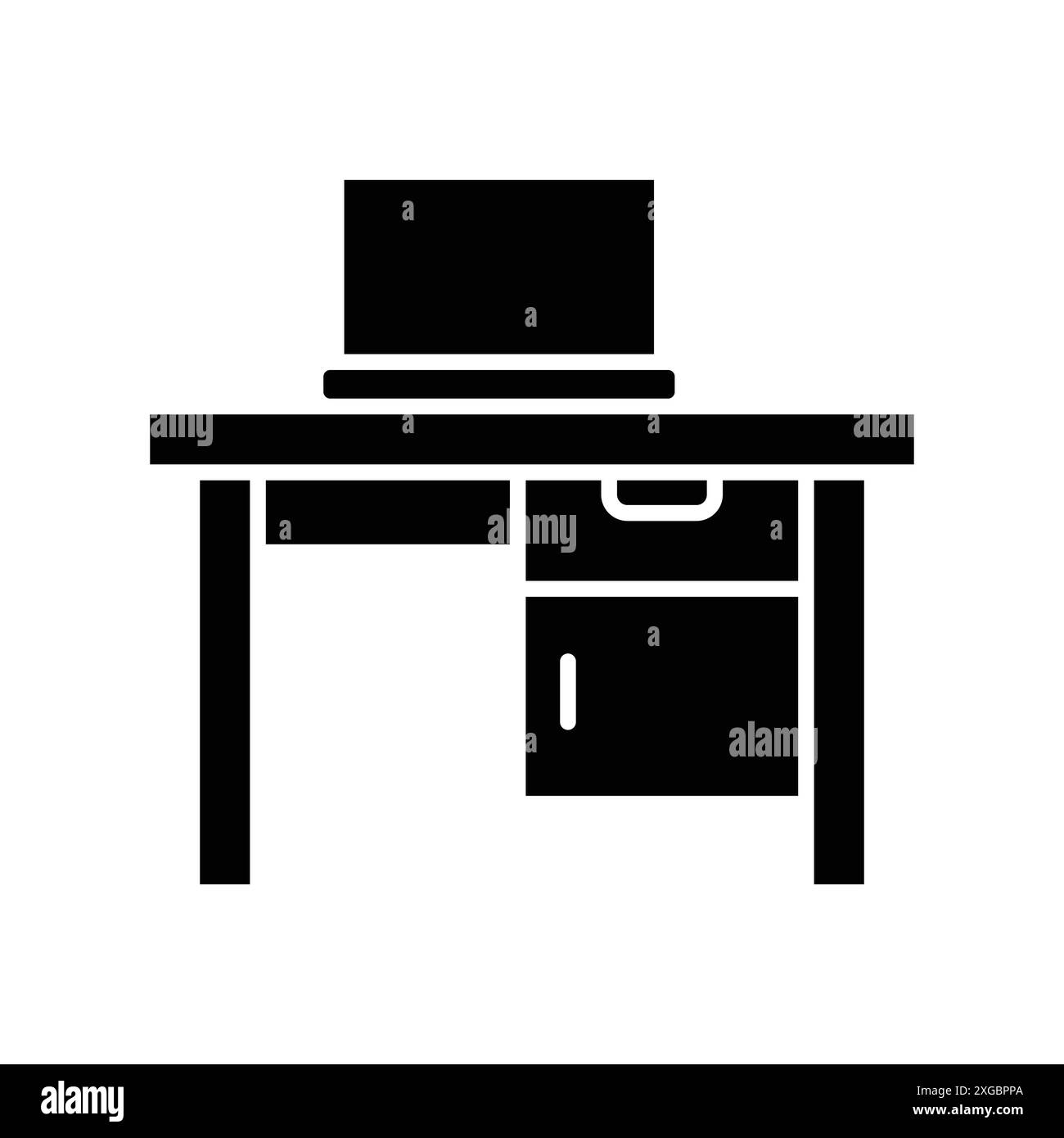 modello di disegno vettoriale icona scrivania su sfondo bianco Illustrazione Vettoriale