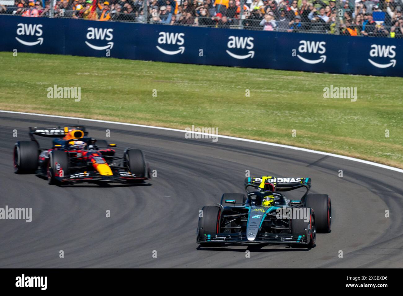 Silverstone (Towcester), Regno Unito, 07 luglio 2024, Lewis Hamilton vince il Gran Premio di Gran Bretagna Credit: Christopher neve/Alamy Live News Foto Stock