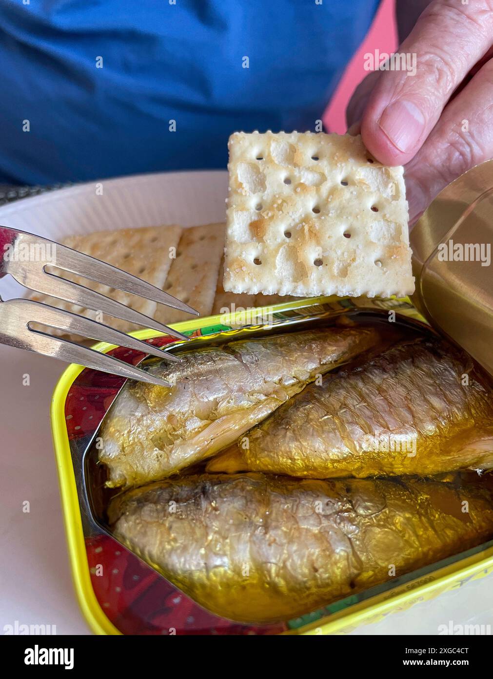 Le sardine di Comur sono in stagno dal flagship store di Times Square "il fantastico mondo delle sardine portoghesi", New York, Stati Uniti, 2024 Foto Stock