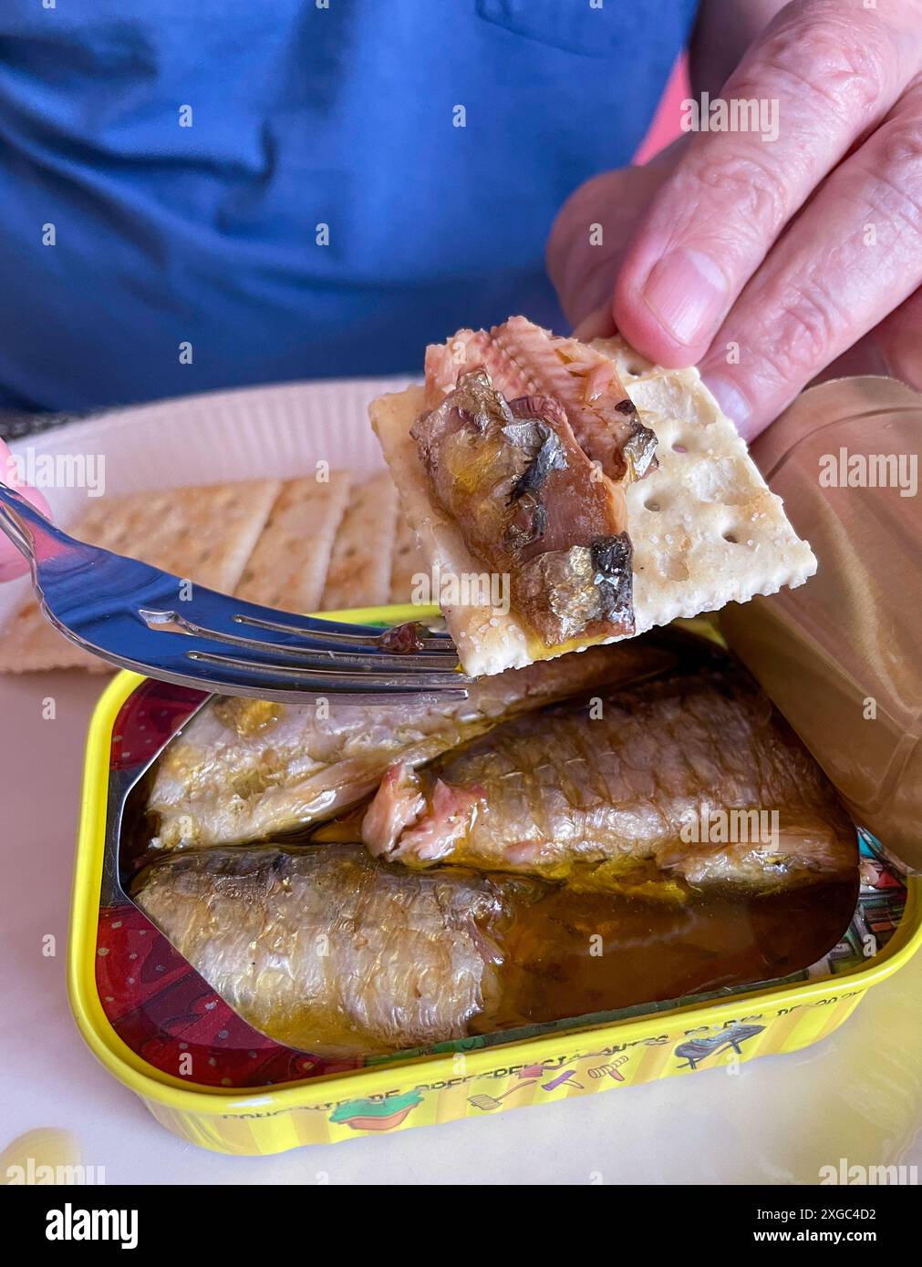 Le sardine di Comur sono in stagno dal flagship store di Times Square "il fantastico mondo delle sardine portoghesi", New York, Stati Uniti, 2024 Foto Stock