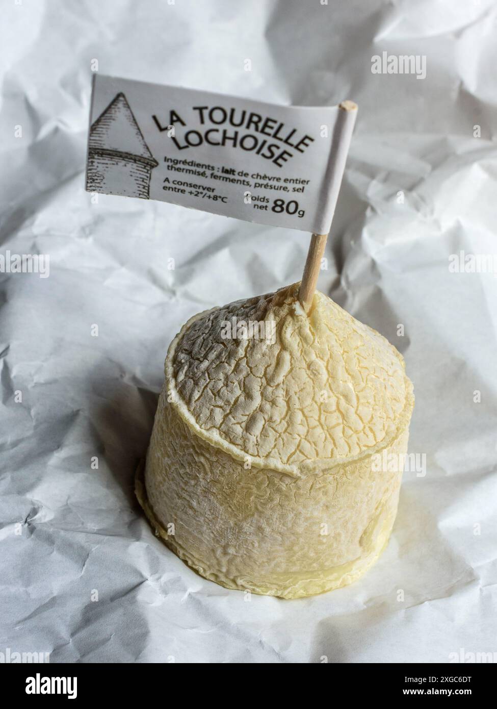 Formaggio di capra "la Tourelle Lochoise" della regione sud-Touraine della Francia centrale. Foto Stock