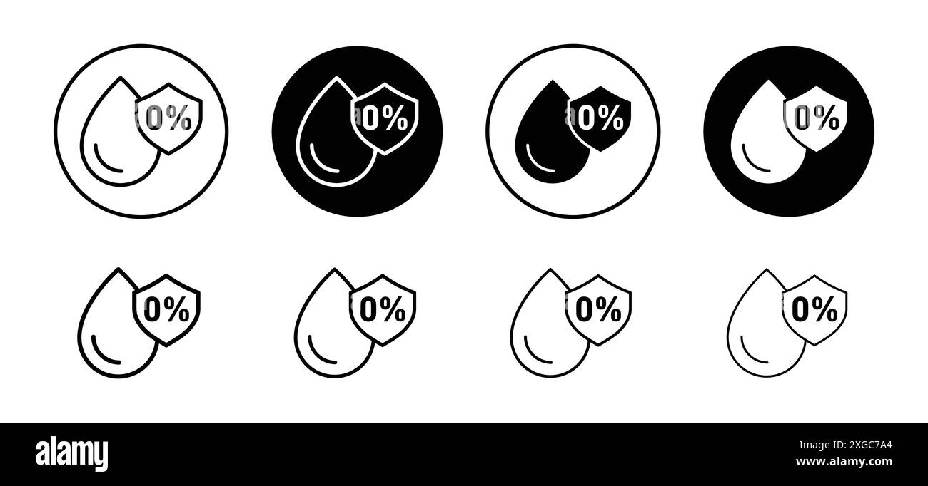 Collezione di logo vettoriali di icone senza alcol per l'interfaccia utente dell'app Web Illustrazione Vettoriale