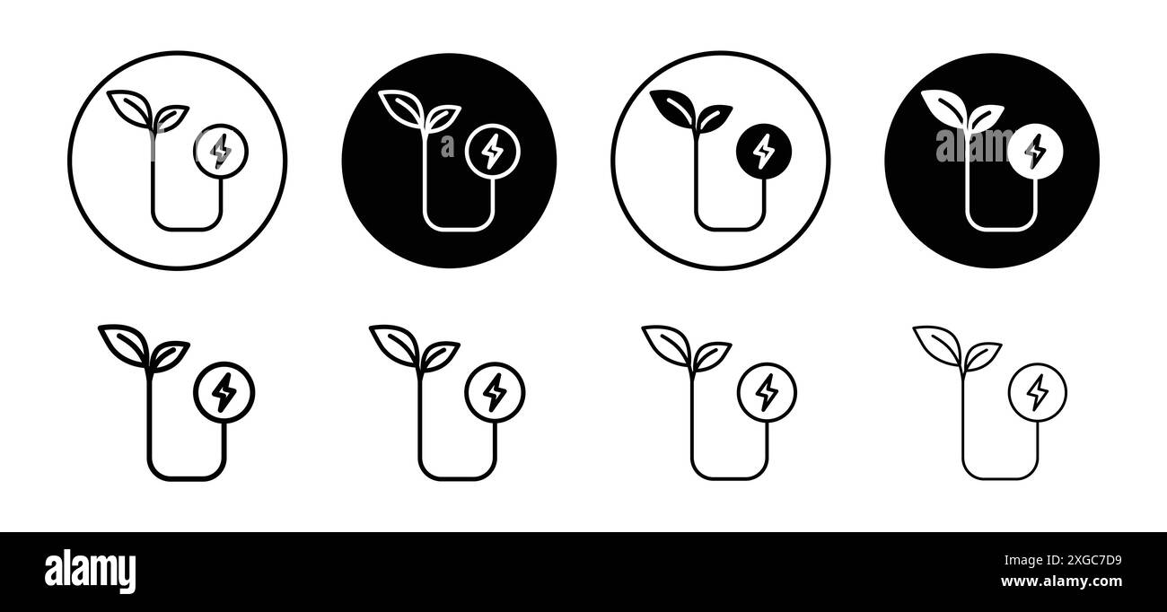 Raccolta di logo vettoriali per l'icona dell'energia della biomassa per l'interfaccia utente dell'app Web Illustrazione Vettoriale
