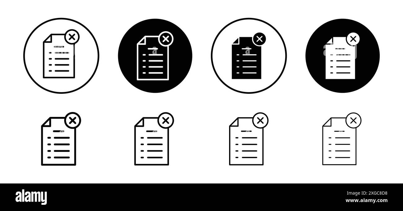 Annulla la raccolta del logo vettoriale dell'icona del file per l'interfaccia utente dell'app Web Illustrazione Vettoriale