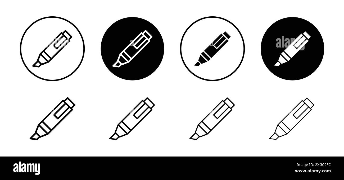 Insieme di logo vettoriale dell'icona dell'evidenziatore per l'interfaccia utente dell'app Web Illustrazione Vettoriale