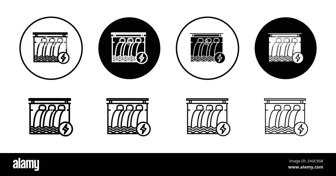 Collezione di logo vettoriale icona centrale idroelettrica per l'interfaccia utente dell'app web Illustrazione Vettoriale