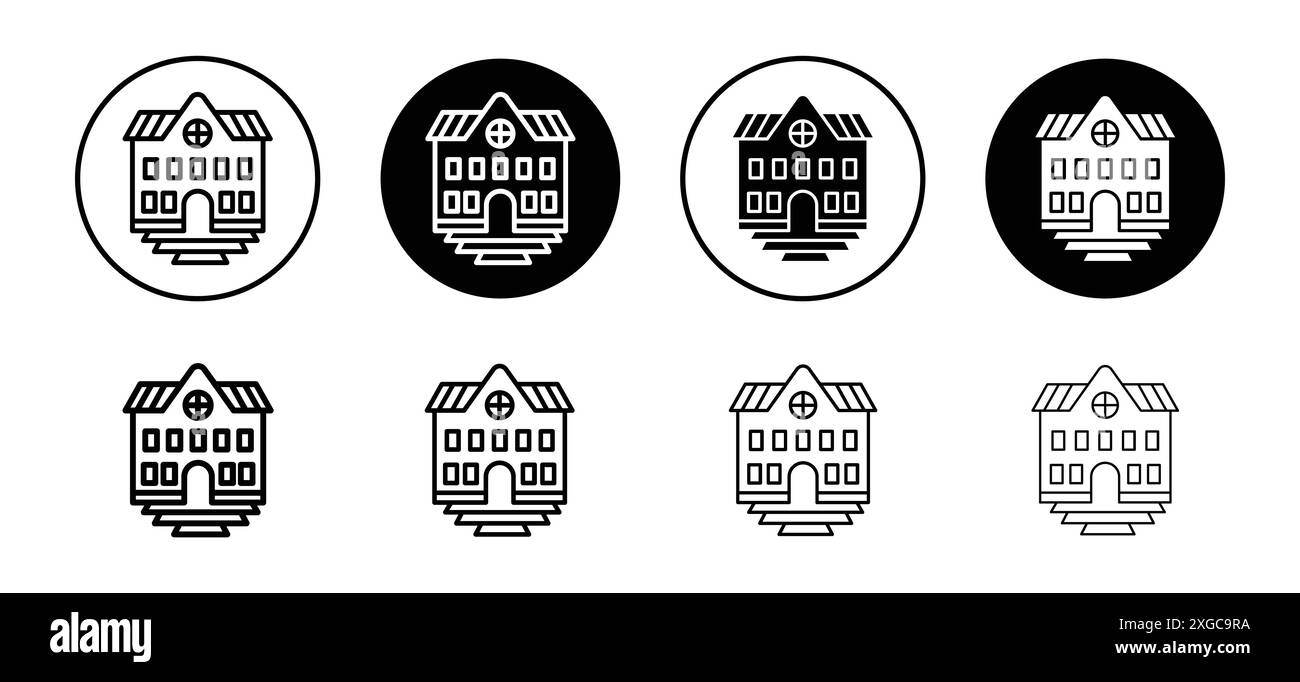 Collezione di set di logo Icon Vector Institute per l'interfaccia utente dell'app Web Illustrazione Vettoriale