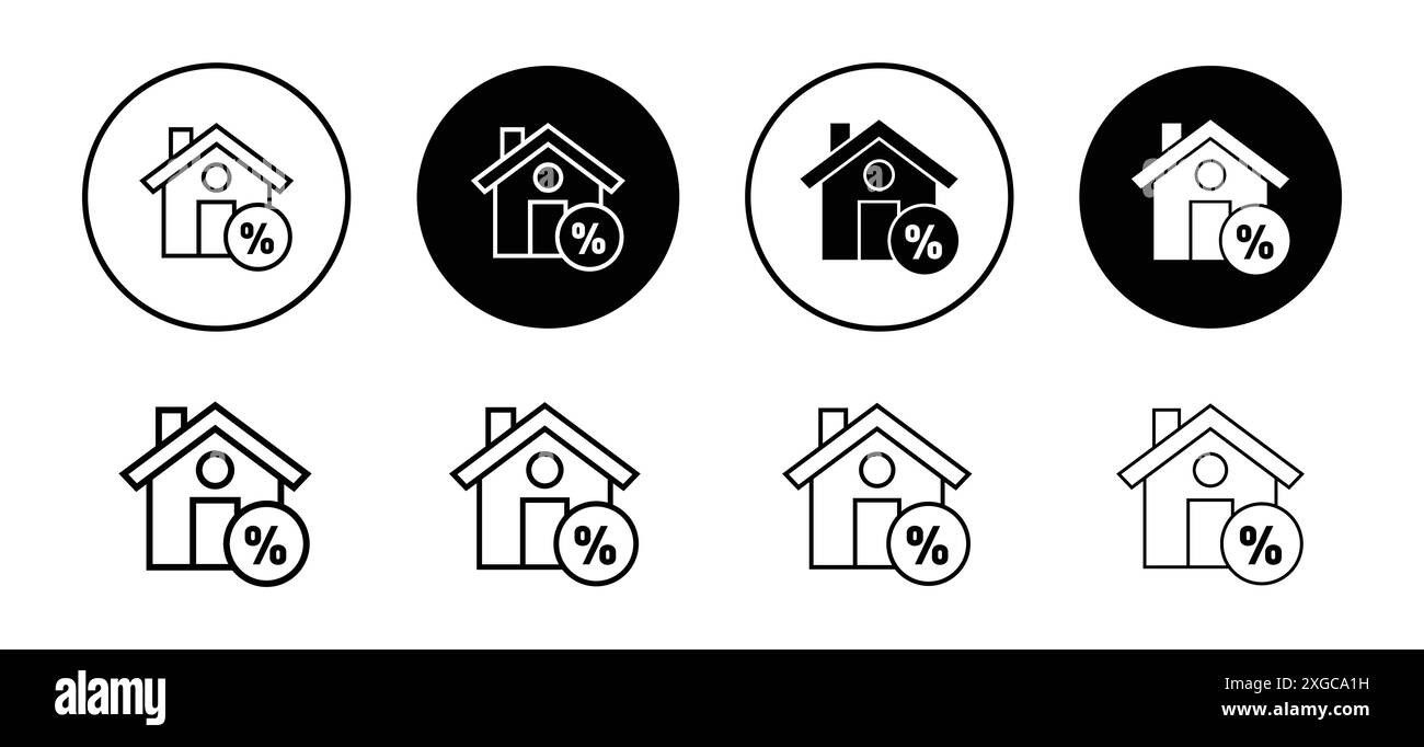 Raccolta di set di logo vettoriali icona tasso ipotecario per l'interfaccia utente dell'app Web Illustrazione Vettoriale