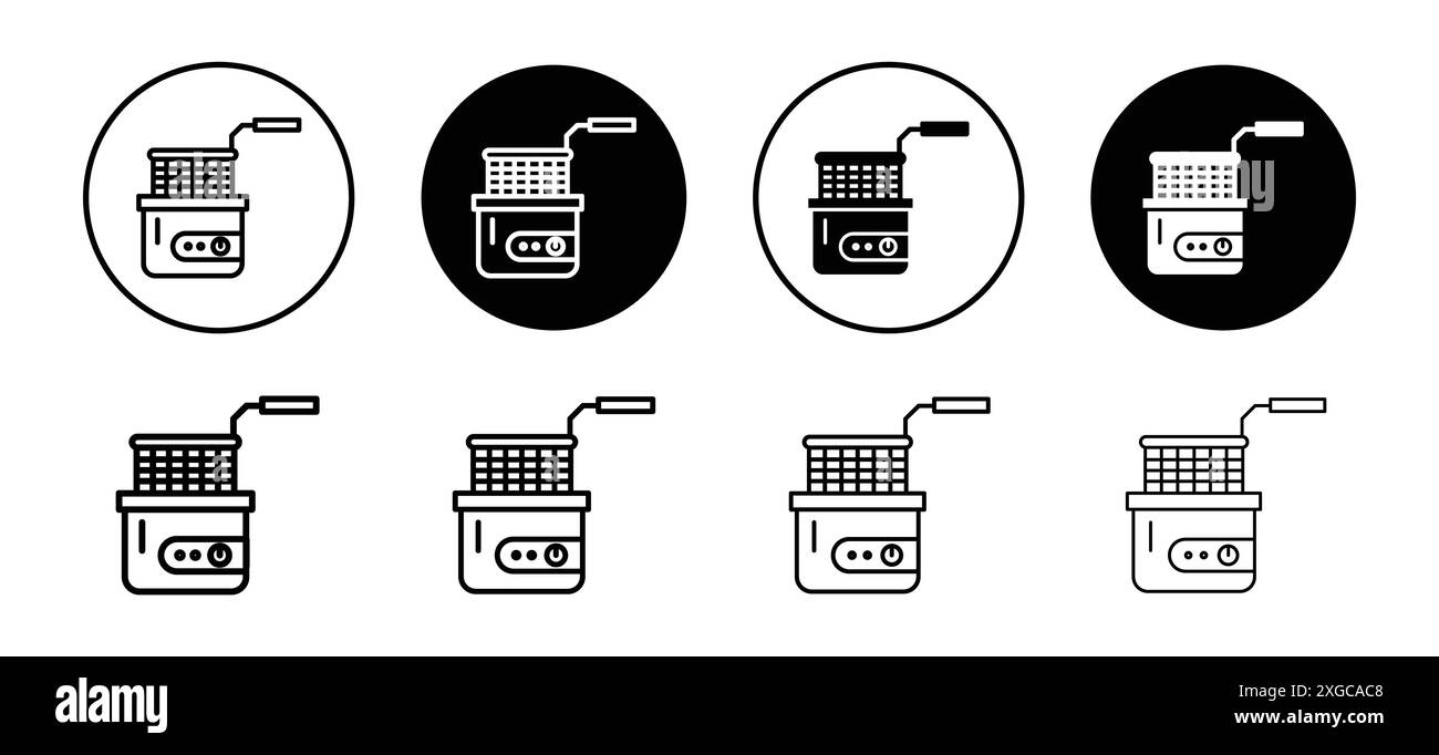 Collezione di logo vettoriale icona friggitrice per ristorante per l'interfaccia utente dell'app Web Illustrazione Vettoriale
