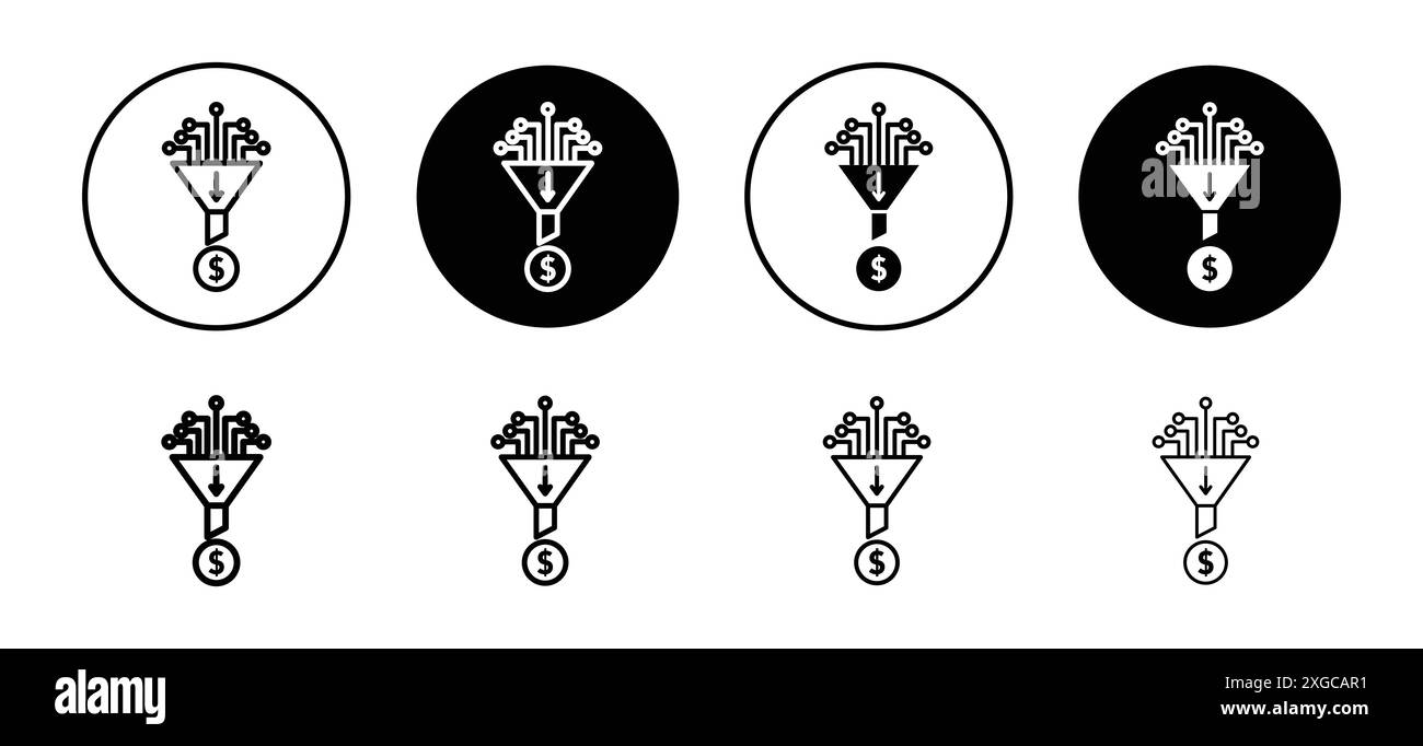 Collezione di set di logo vettoriali icone imbuto di vendita per l'interfaccia utente dell'app Web Illustrazione Vettoriale