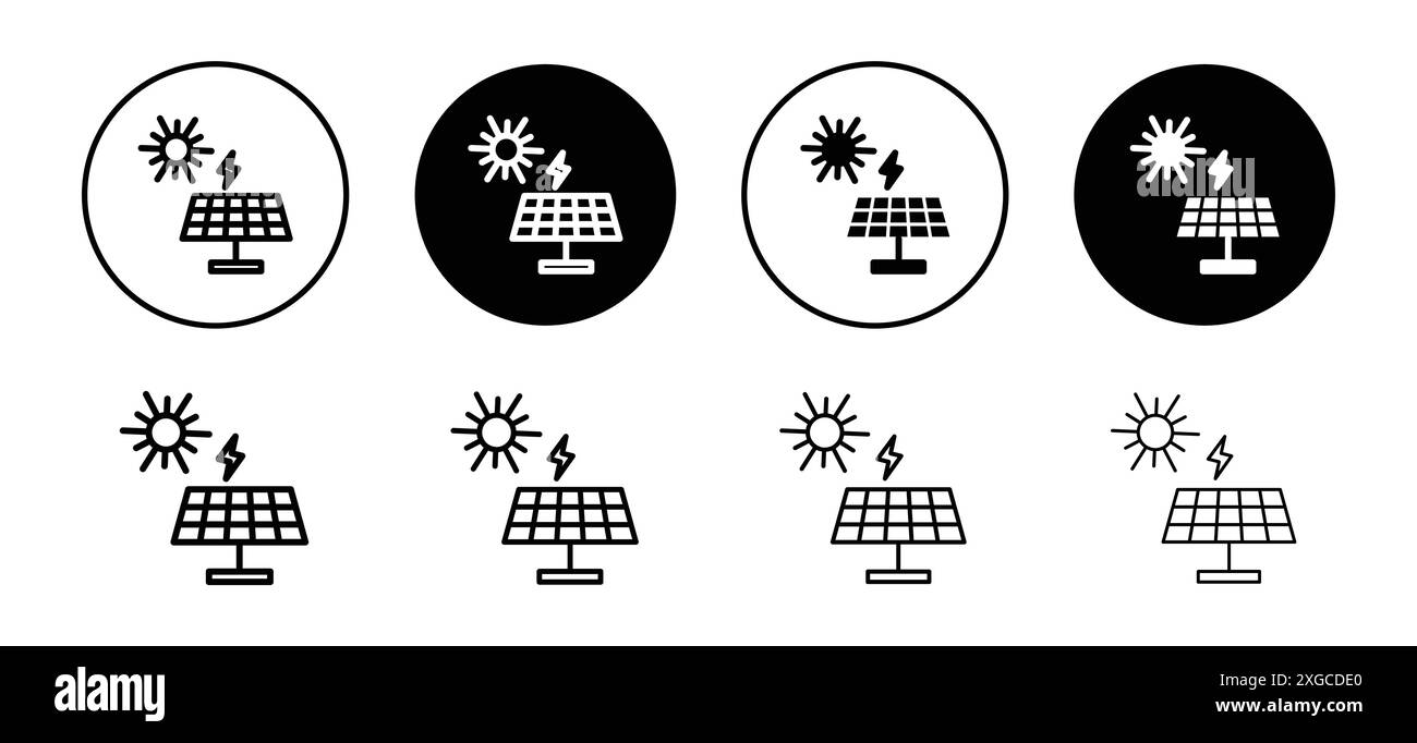 Collezione di logo vettoriale dell'icona energia solare per l'interfaccia utente dell'app Web Illustrazione Vettoriale