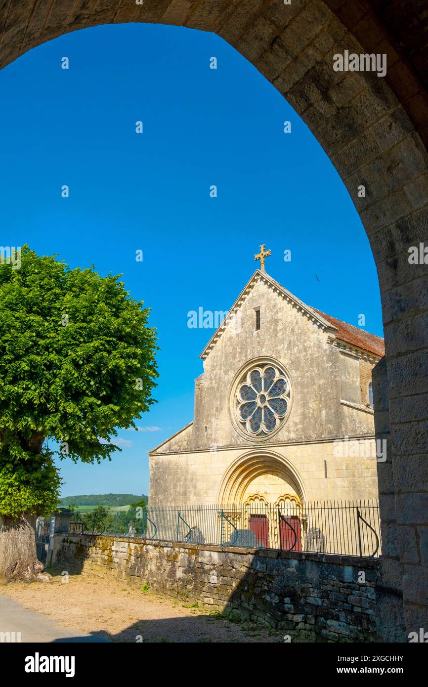 Francia, Yonne, il villaggio di Montreal, la chiesa collegiata di Notre Dame Foto Stock