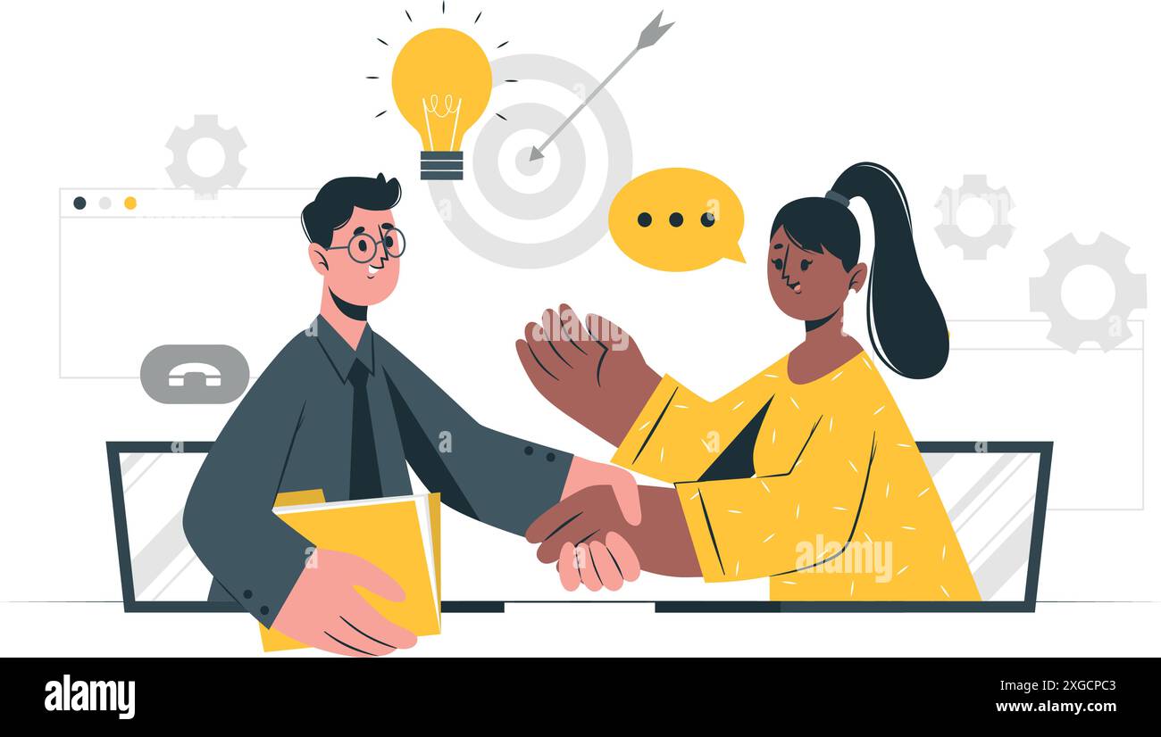 Illustrazione del concetto di collaborazione dal vivo Illustrazione Vettoriale
