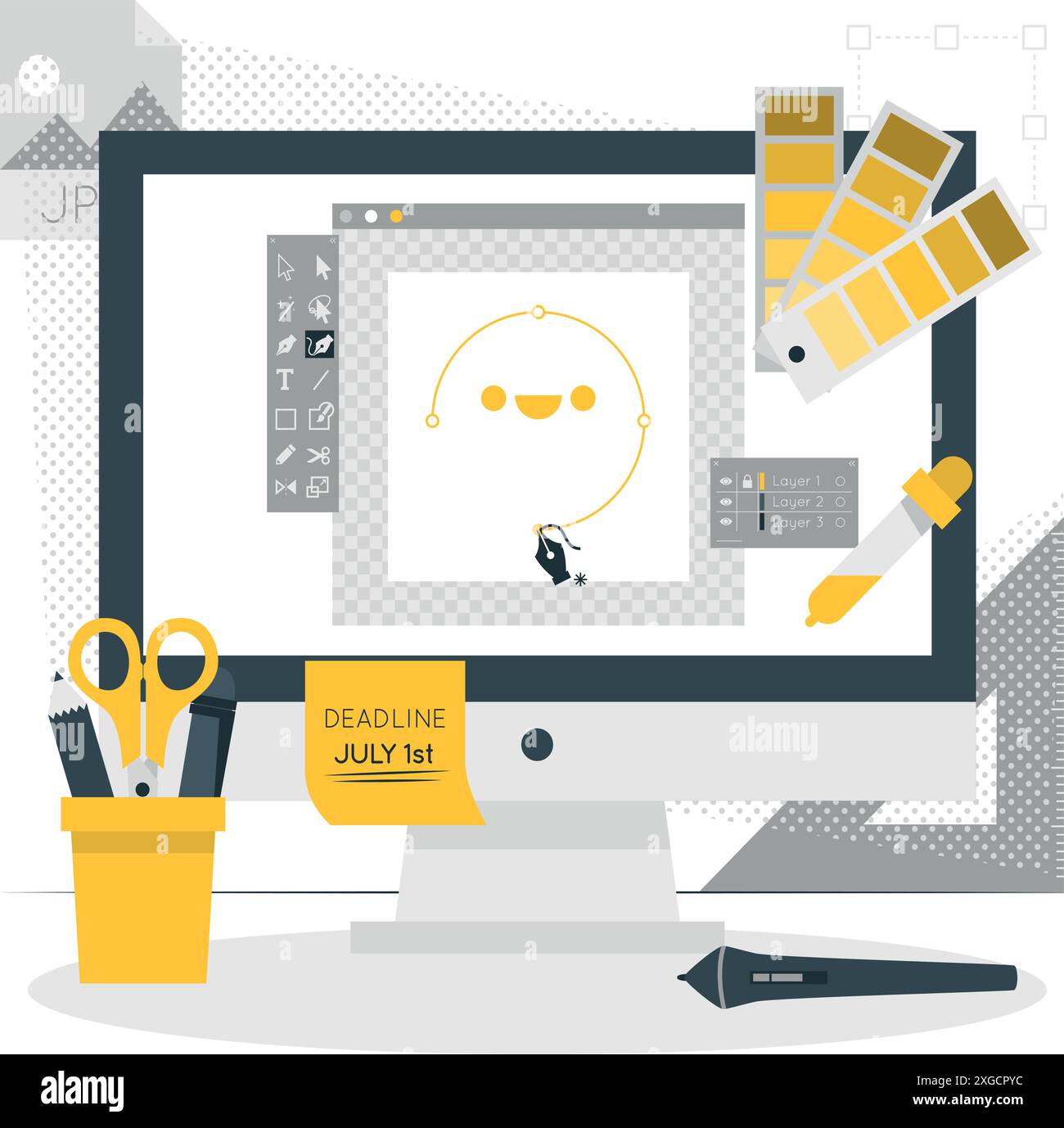 Illustrazione concettuale degli strumenti di progettazione Illustrazione Vettoriale