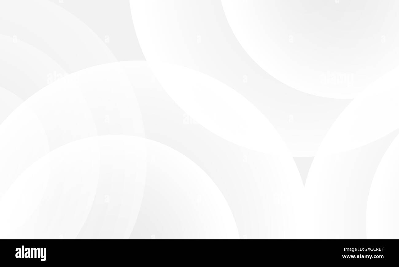 Sfondo geometrico moderno astratto bianco con cerchi. Gradazione di grigio tenue composizione minimalista con arrotondamenti. Vettore bianco e grigio effetto cerchio Illustrazione Vettoriale