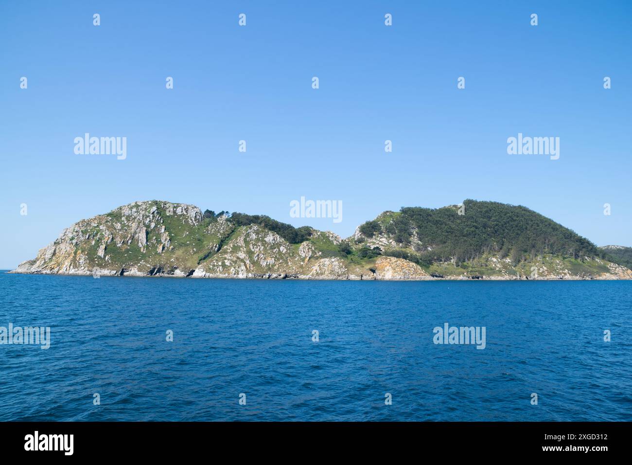 Splendida vista del parco naturale delle Isole Cies nell'Oceano Atlantico. Vigo - Spagna Foto Stock