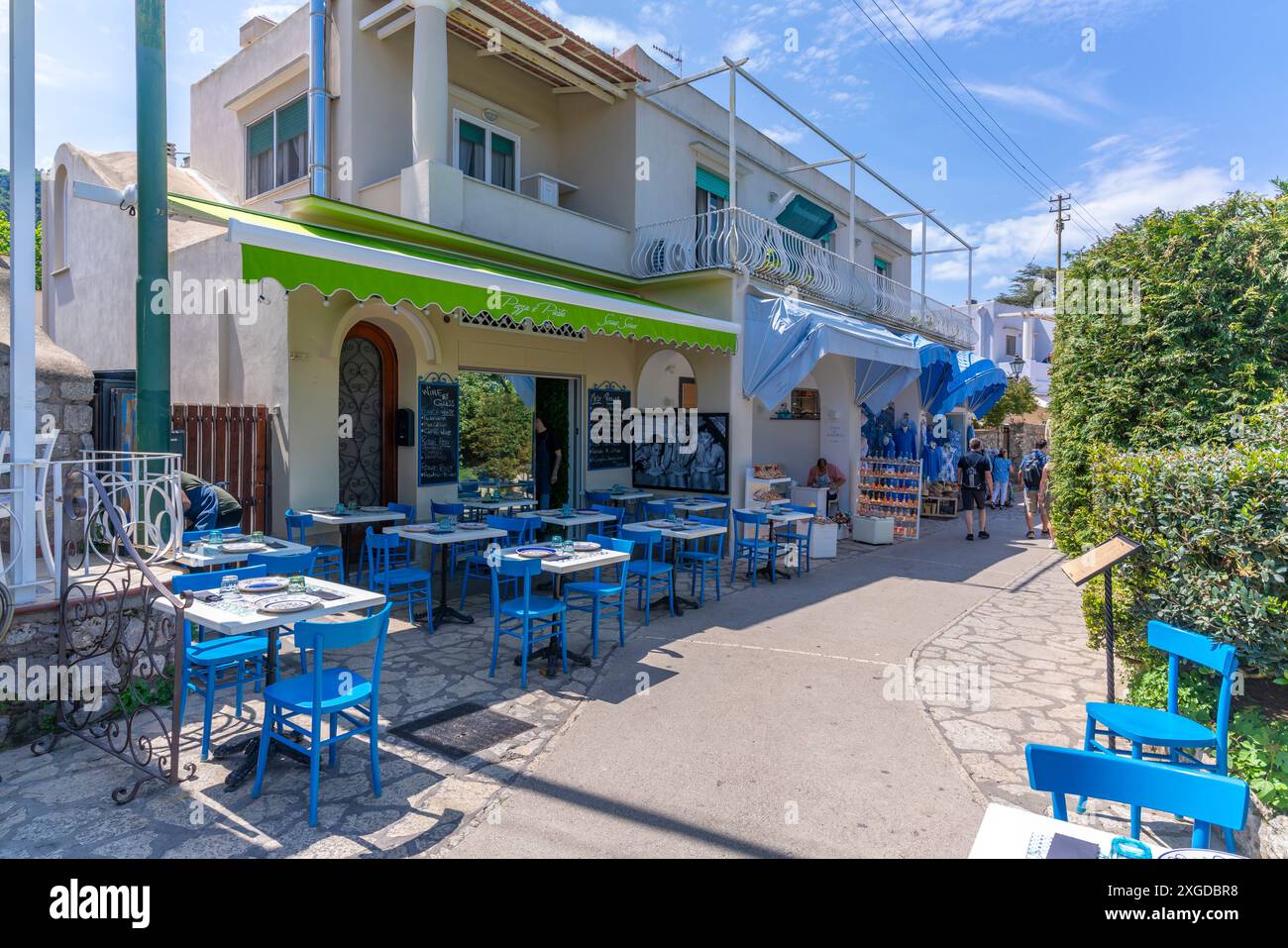 Vista del ristorante e caffetteria via Giuseppe Orlandi, Anacapri, Isola di Capri, Campania, Italia, Mediterraneo, Europa Foto Stock