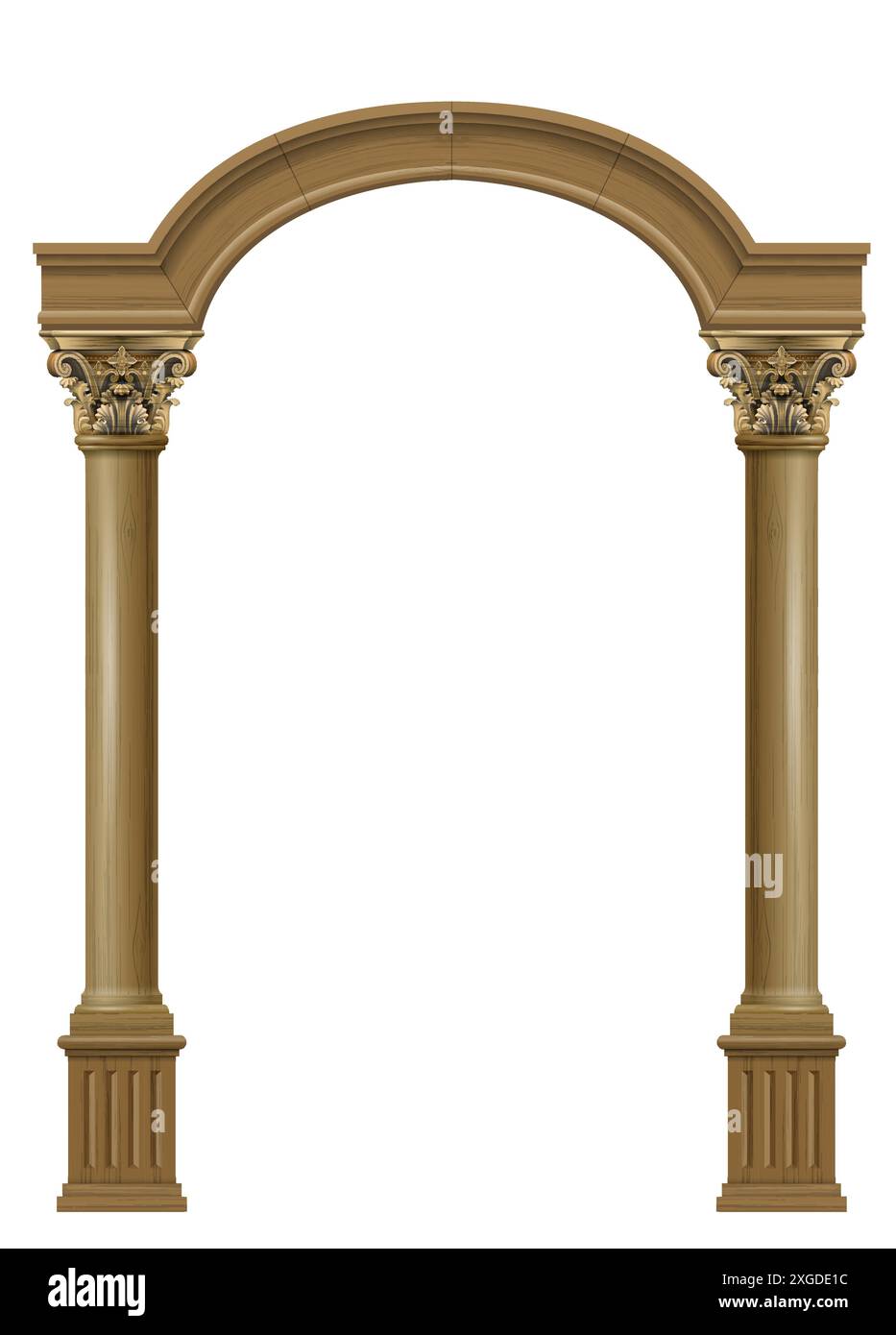 Arco in legno della porta portante con colonne Illustrazione Vettoriale