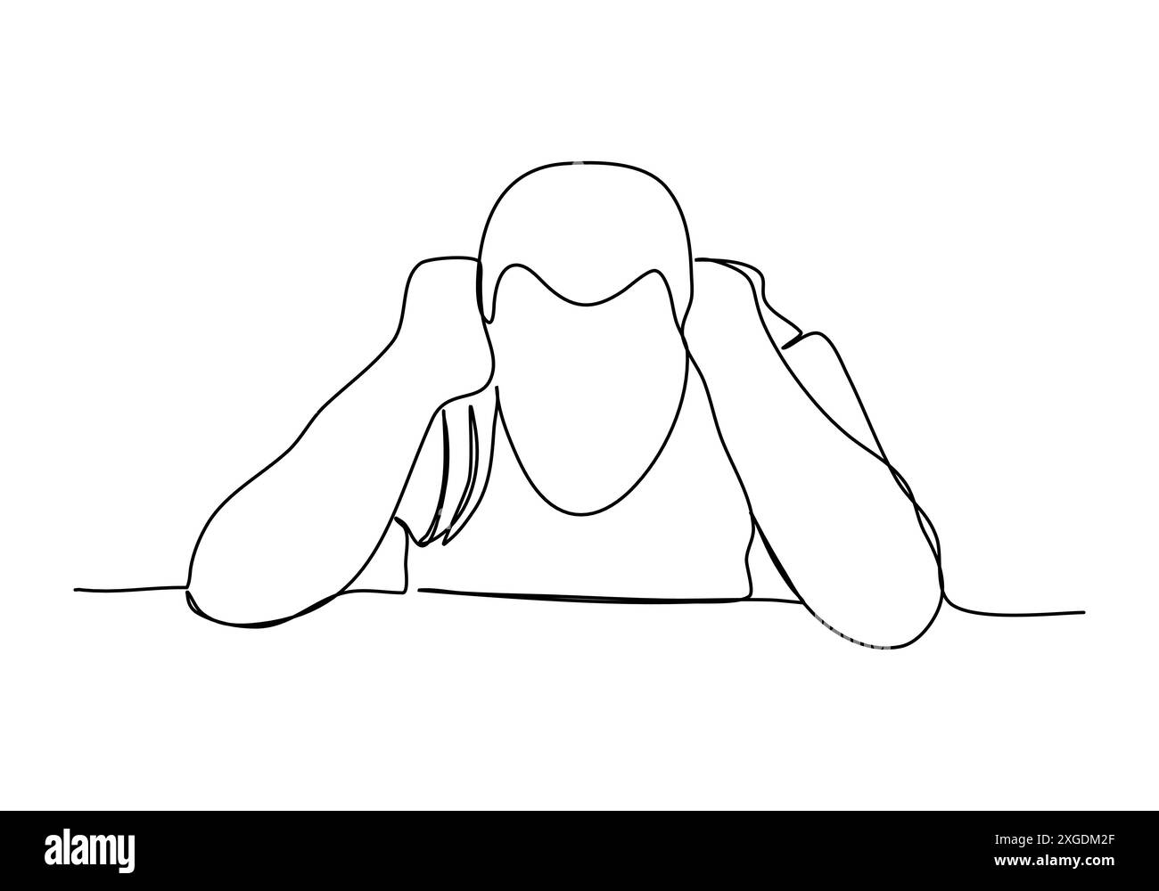 Uomo ubriaco seduto a un tavolo, disegnando una sola immagine vettoriale. Illustrazione Vettoriale