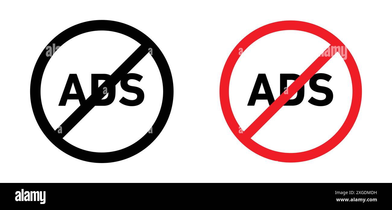 Raccolta di set di logo vettoriali di icone di blocco degli annunci per l'interfaccia utente dell'app Web Illustrazione Vettoriale