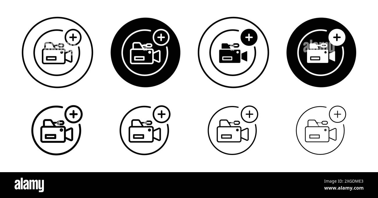 Aggiungere la raccolta di set di logo vettoriali di icone video per l'interfaccia utente dell'app Web Illustrazione Vettoriale