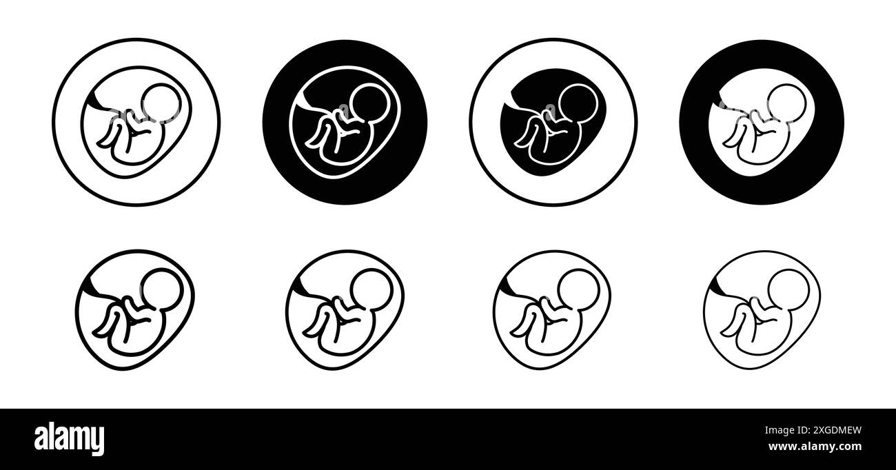 Collezione di logo vettoriale per l'icona del bambino nello stomaco per l'interfaccia utente dell'app Web Illustrazione Vettoriale