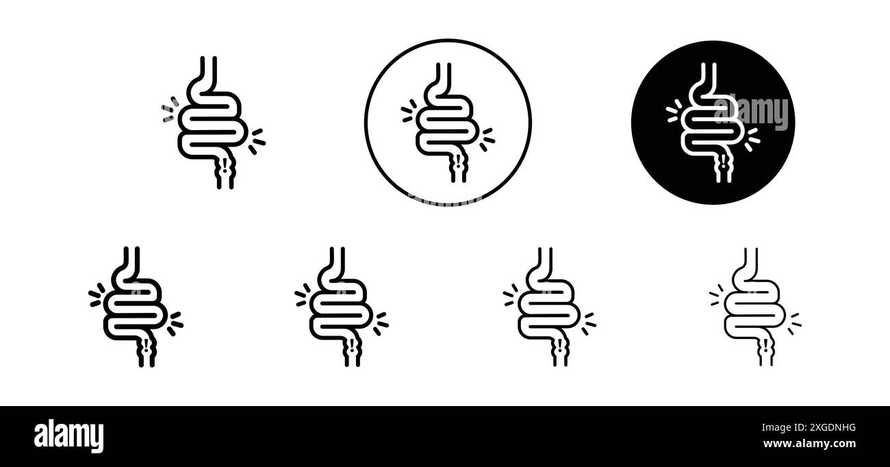 Raccolta di set di logo vettoriali dell'icona di stipazione dell'intestino per l'interfaccia utente dell'app Web Illustrazione Vettoriale