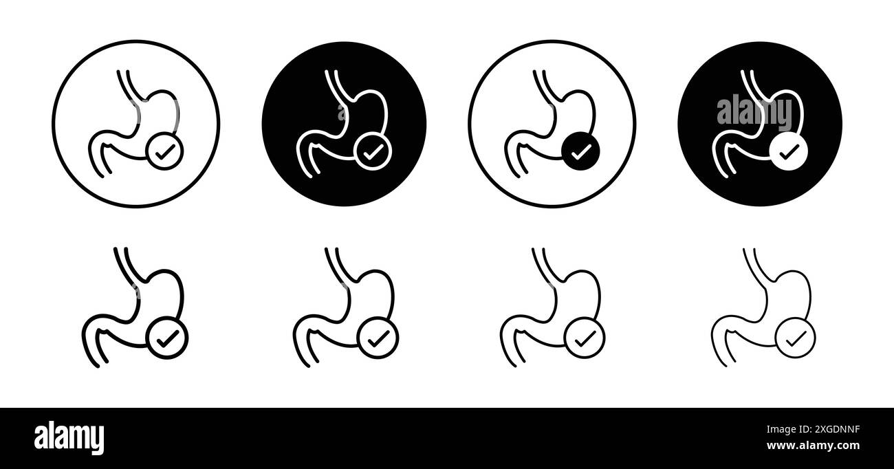 Insieme di logo vettoriali dell'icona di digestione per l'interfaccia utente dell'app Web Illustrazione Vettoriale