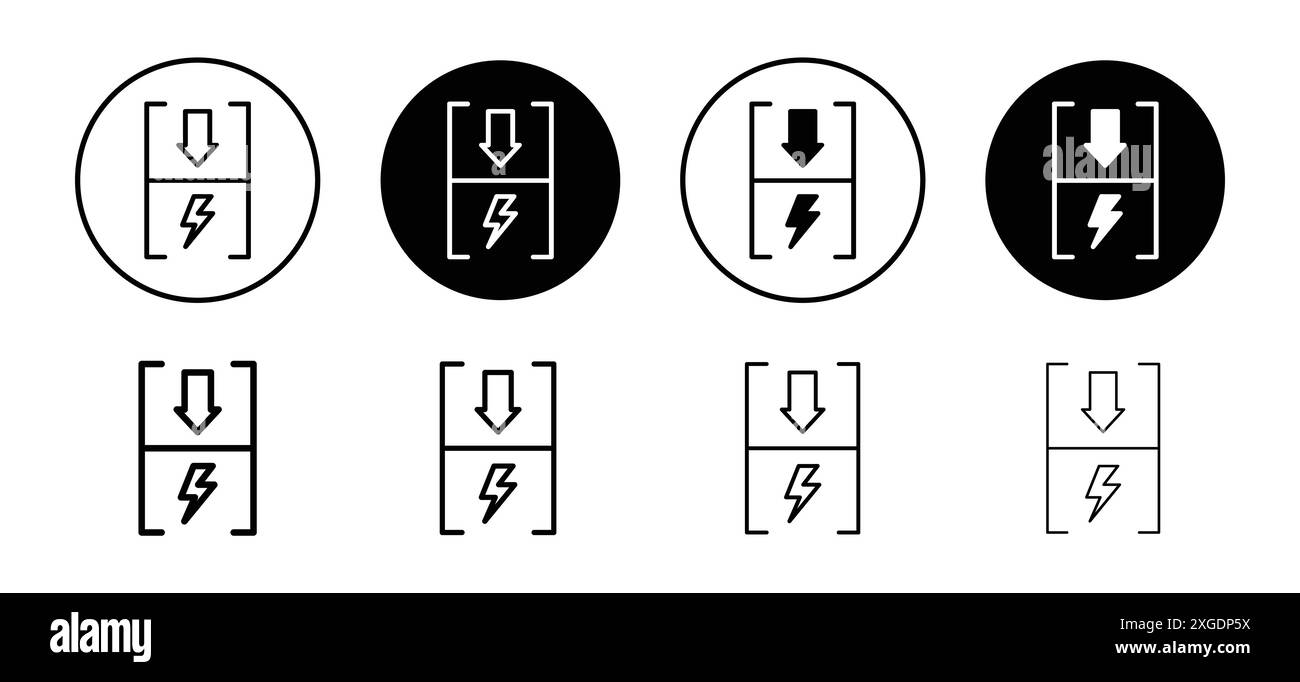 Raccolta di logo vettoriali con icone a basso consumo di energia elettrica per l'interfaccia utente delle app Web Illustrazione Vettoriale