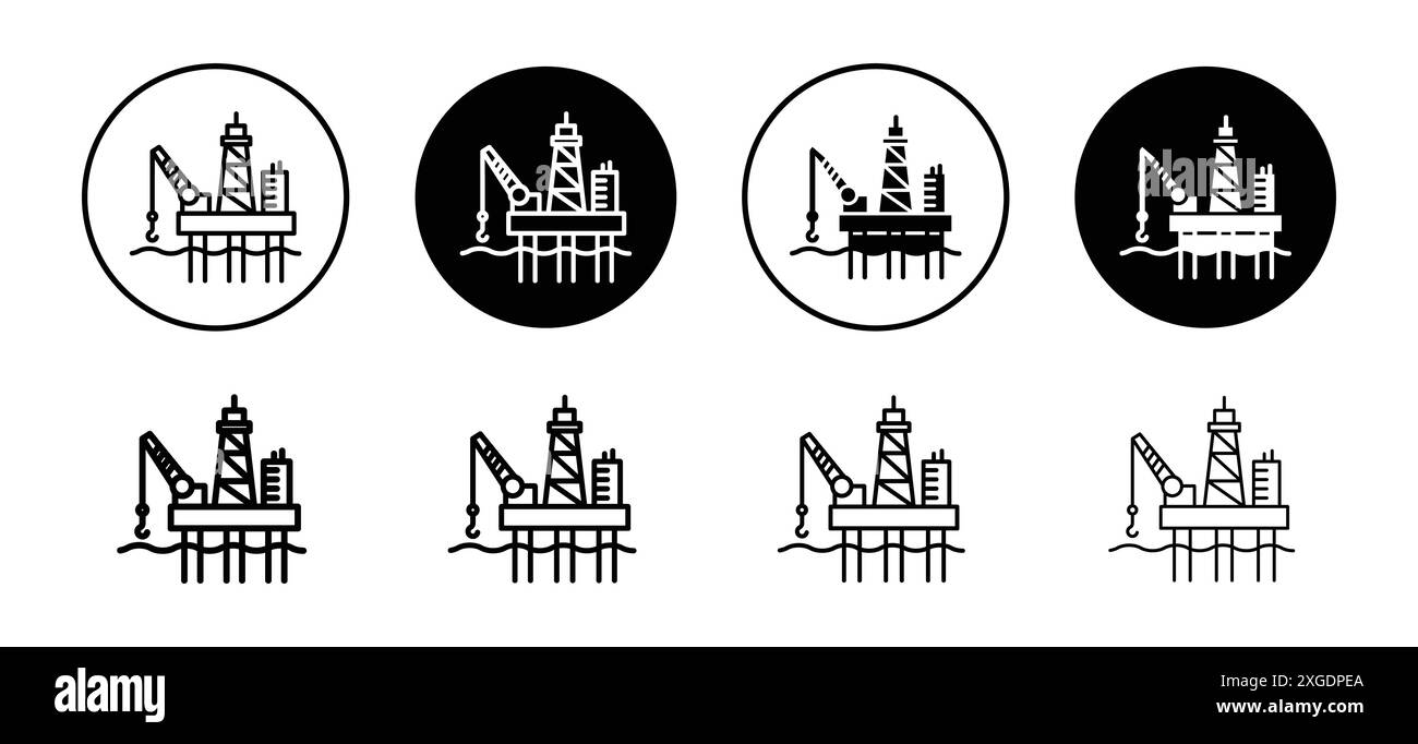 Collezione di logo vettoriale icone della piattaforma petrolifera per l'interfaccia utente dell'app Web Illustrazione Vettoriale