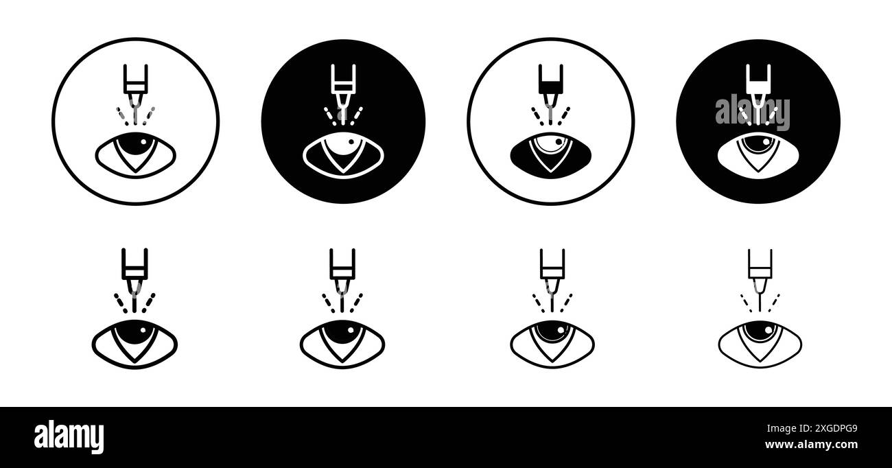 Collezione Lasik laser Eye surgery icon Vector logo set per l'interfaccia utente dell'app Web Illustrazione Vettoriale