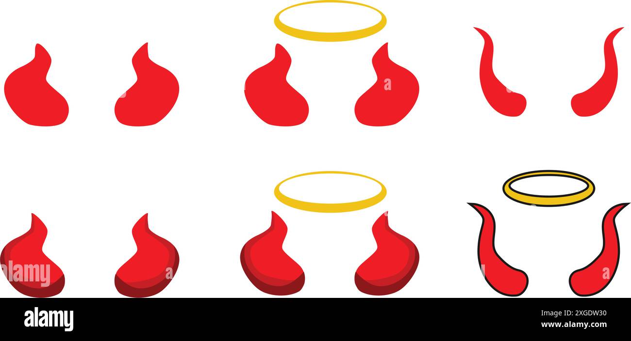 Le corna rosse del diavolo corna halloween elemento vettoriale Illustrazione Vettoriale