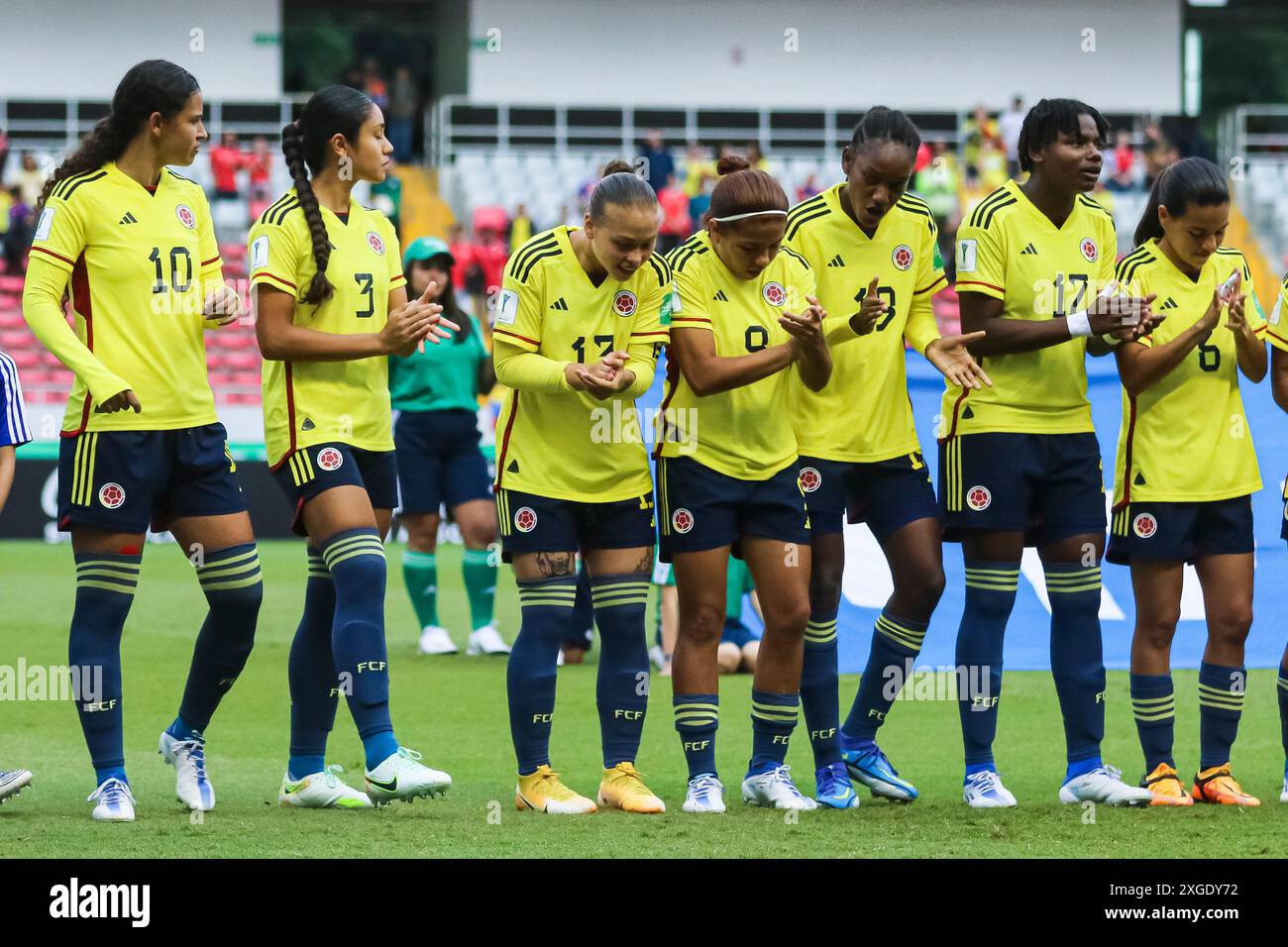 Giocatori della Colombia prima della Coppa del mondo femminile FIFA U-20 Costa Rica partita Messico contro Colombia il 13 agosto 2022 Foto Stock